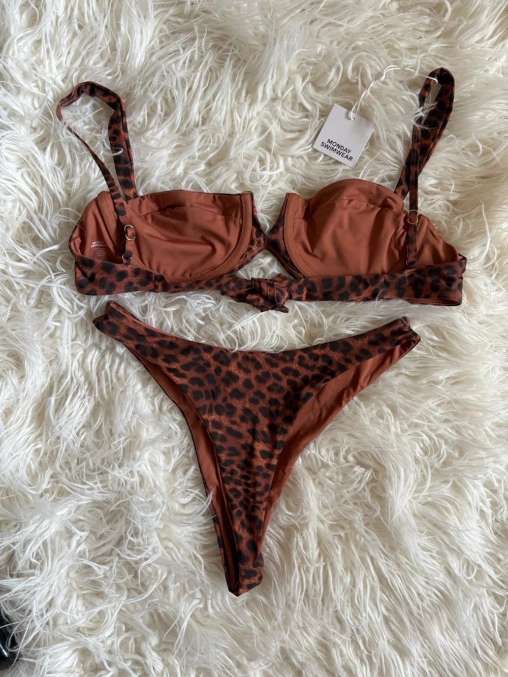 Monday Swimwear Leopard Print Brown Bikini Set